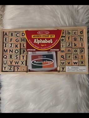🖊️ Melissa & Doug Wooden Alphabet Stamp Set | 56 Stamps + Ink Pad
